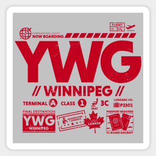 Vintage Winnipeg YWG Airport Code Travel Day Retro Travel Tag Canada Magnet